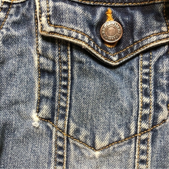VTG Abercrombie & Fitch Cotton Denim Jacket Jean Jacket with Rips Womens - Picture 8 of 12